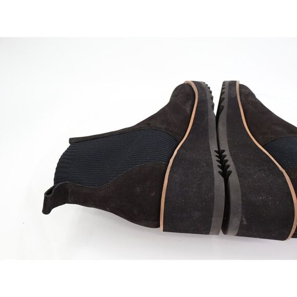 Eileen Fisher Womens Lilou Boots Booties Chelsea Wedge Heel Black Leather 5 - Picture 11 of 13